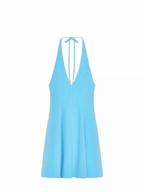 NWT ZARA Blue Halter Fit & Flare Dress SZ SMALL - HAS POCKETS!!!